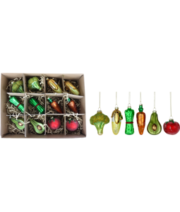 1034 GLASS JEWELRY VEGETABLES  S/12