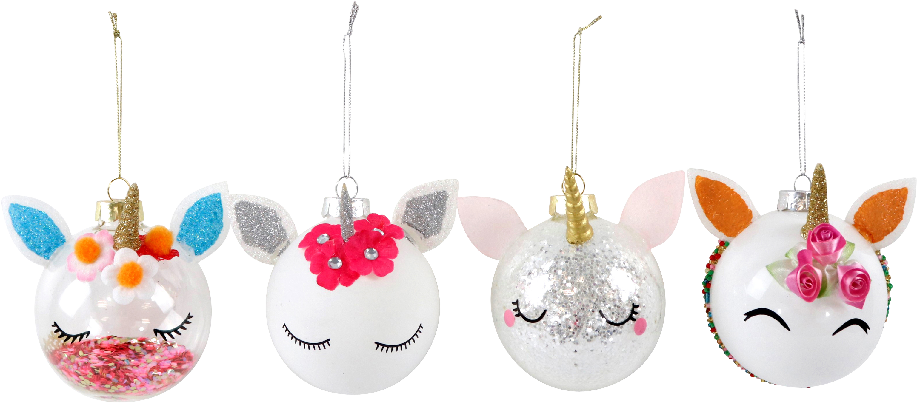 3173 GLASS SPHERE UNICORNS  S/4