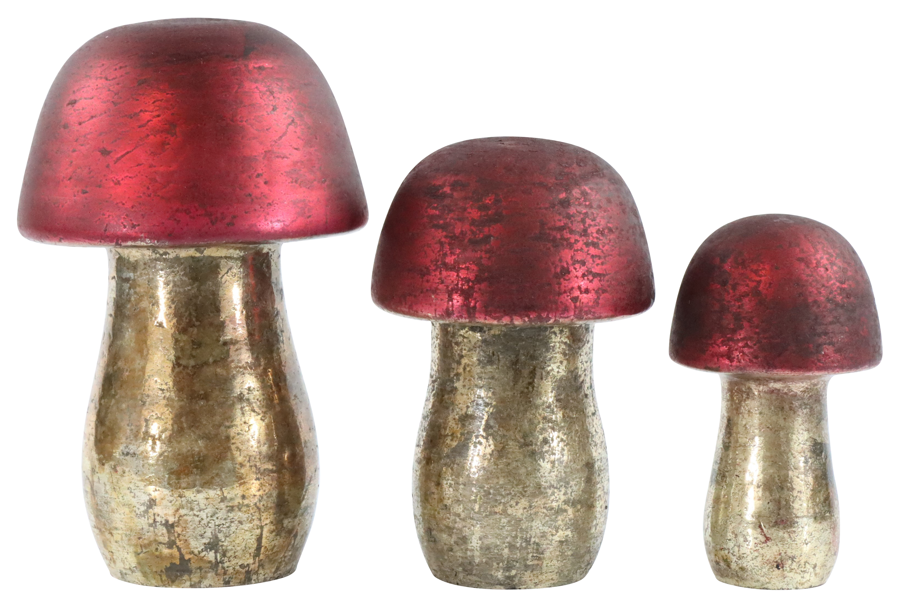 3619 FUNGHI DI VETRO ROSSO  3PZ
