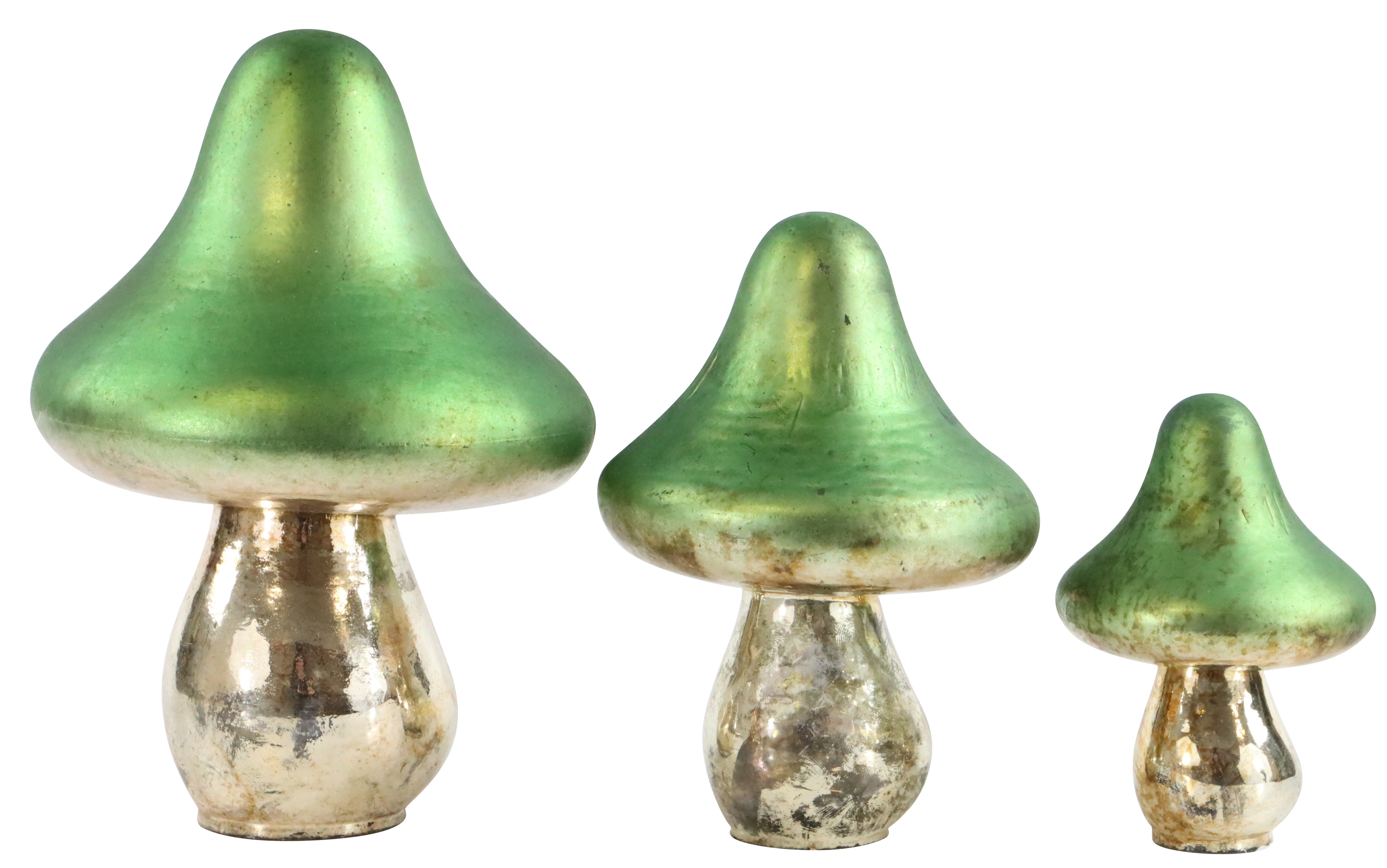 3620 FUNGHI DI VETRO VERDE  3PZ