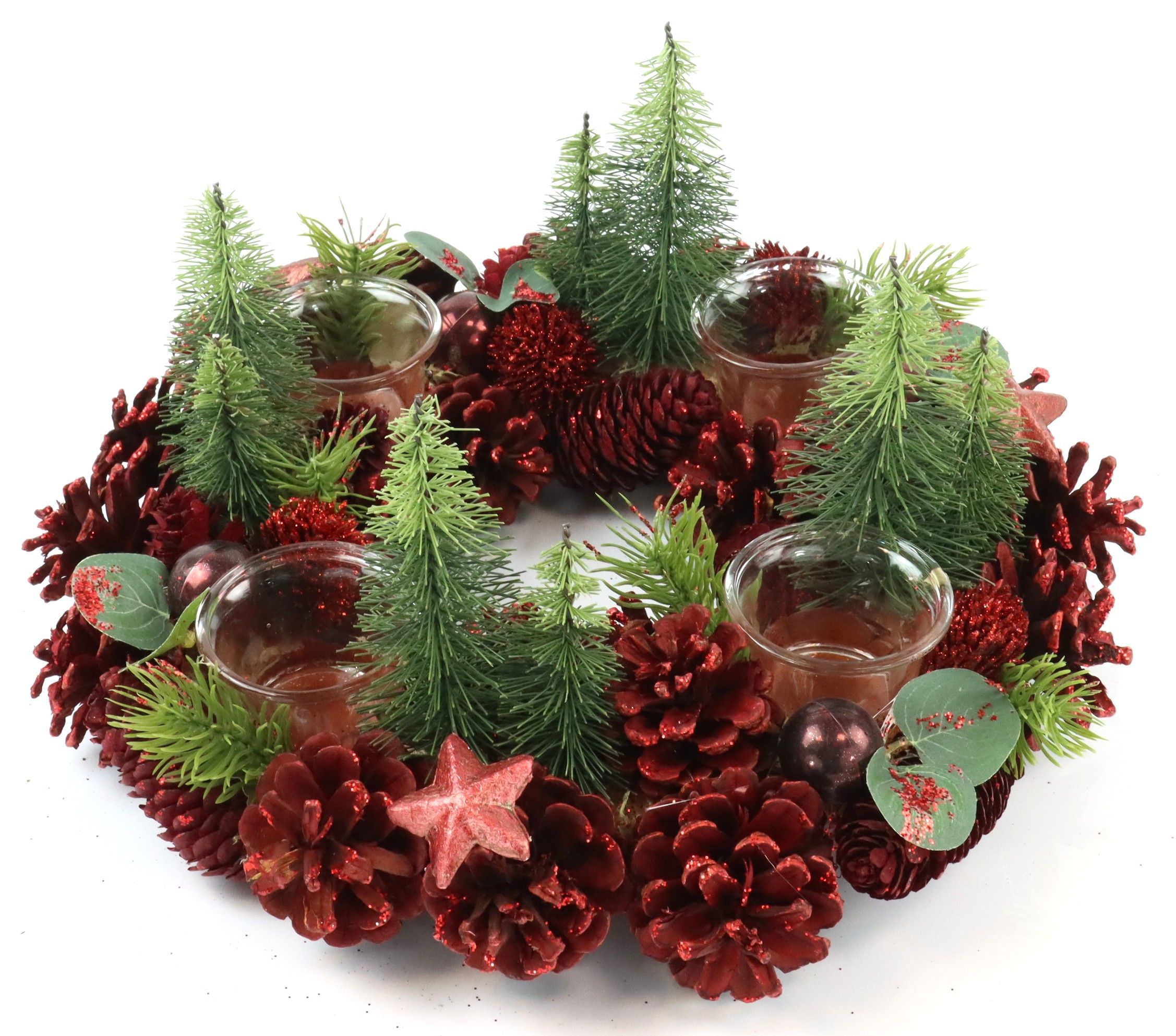 4246 CANDLEWREATH FESTIVE ROUGE