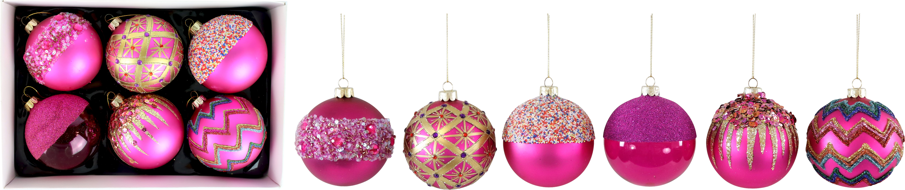 4416 GLASS BALLS PURPUR  S/6