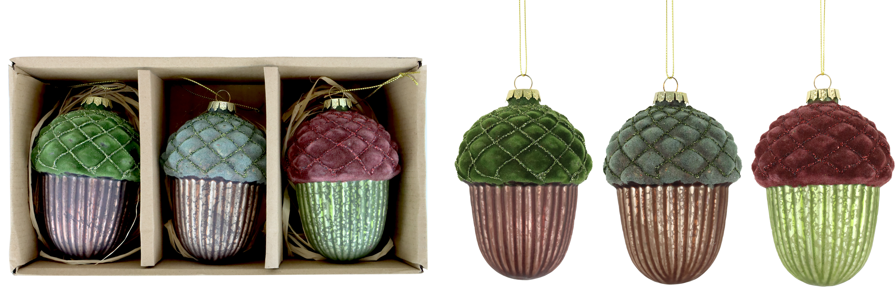 5267 DECORES VIDRIO  GREEN OAK  S/3