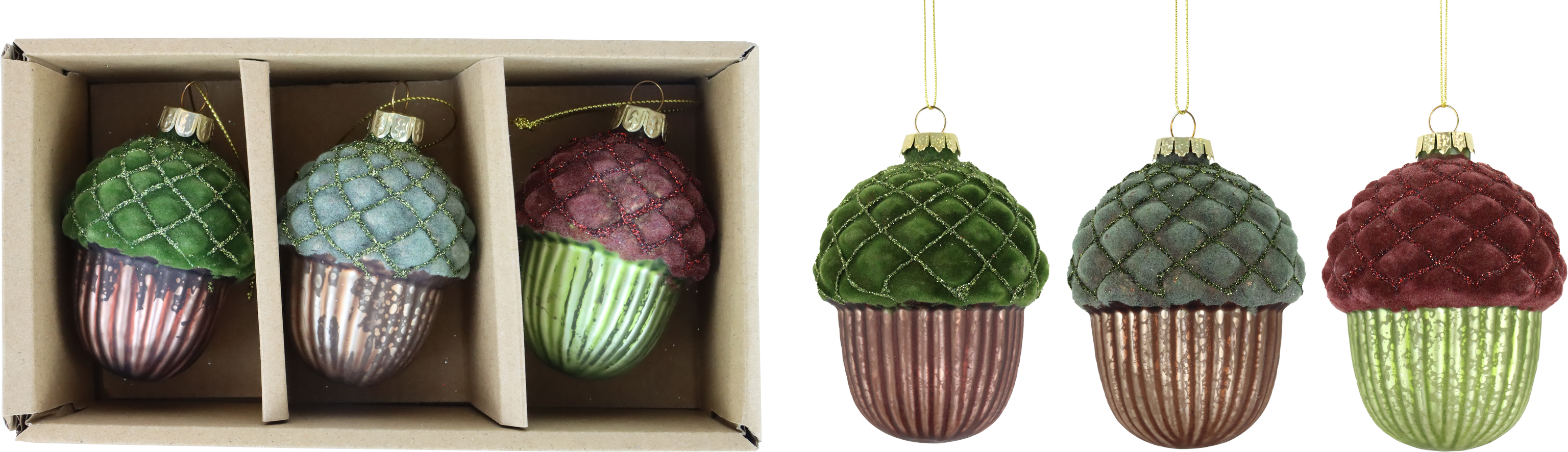 5277 DECORES VIDRIO  GREEN OAK  S/3