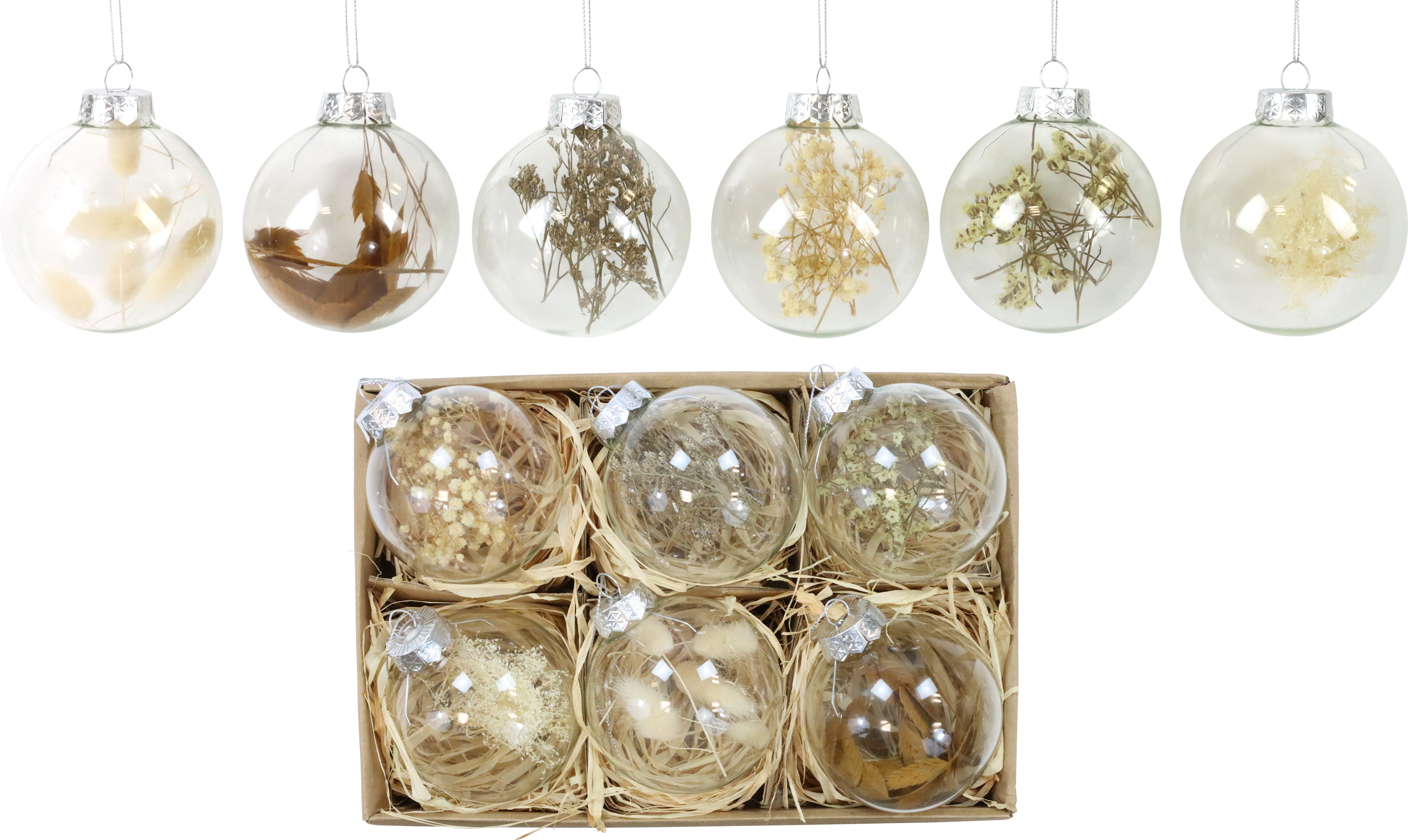 5280 GLASSBALLS FLOWERS  S/6