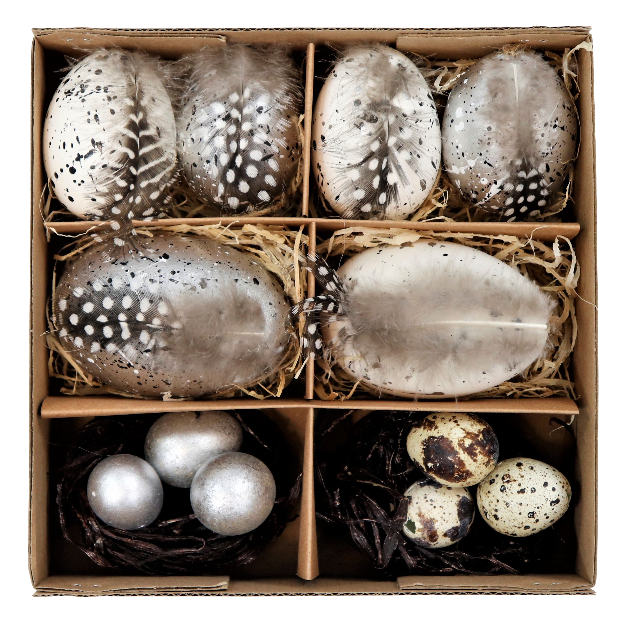 5418 EGGS IN BOX NATURAL SILVER  S/12