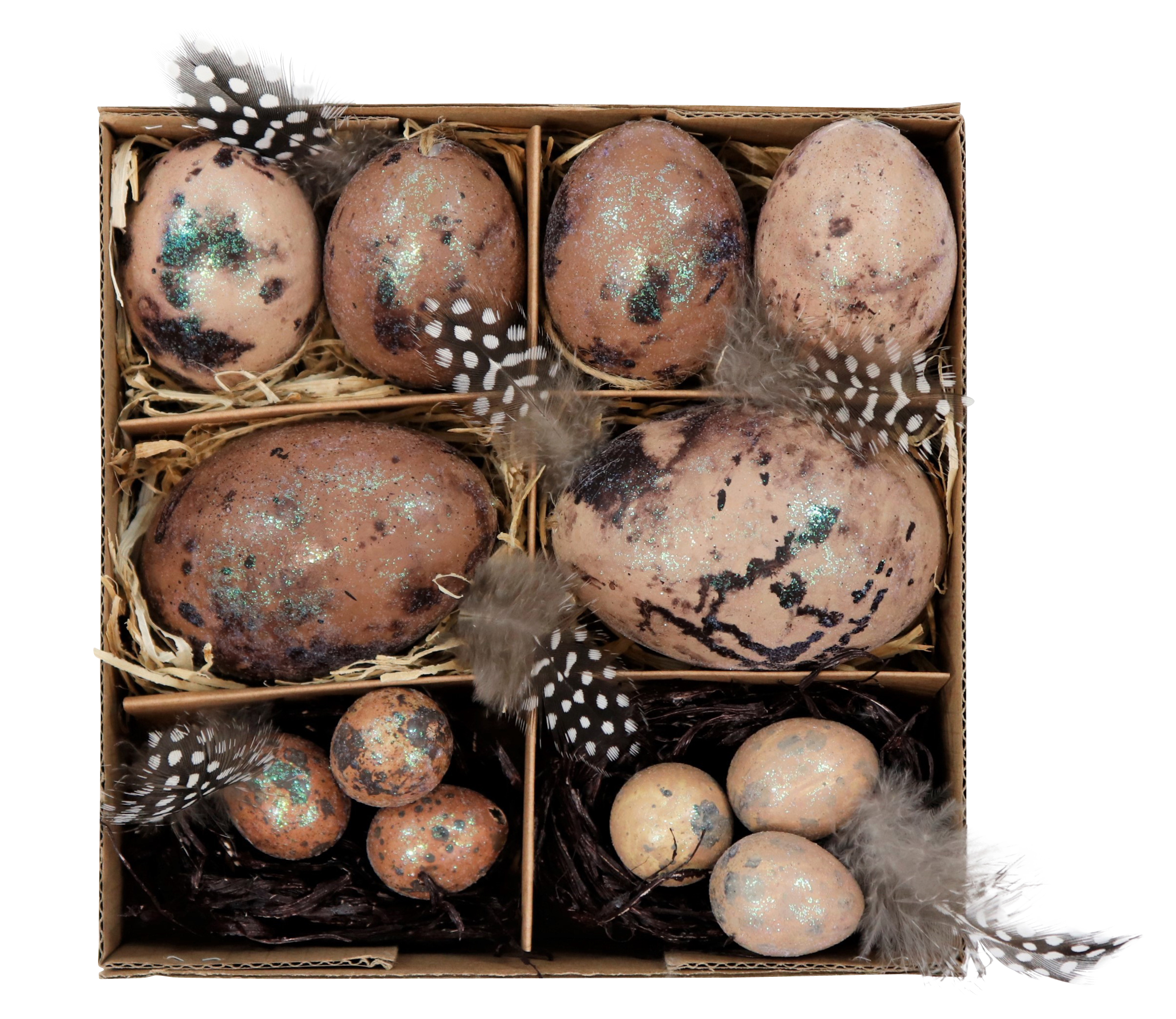 5422 EGGS IN BOX NATURAL BROWN  S/12