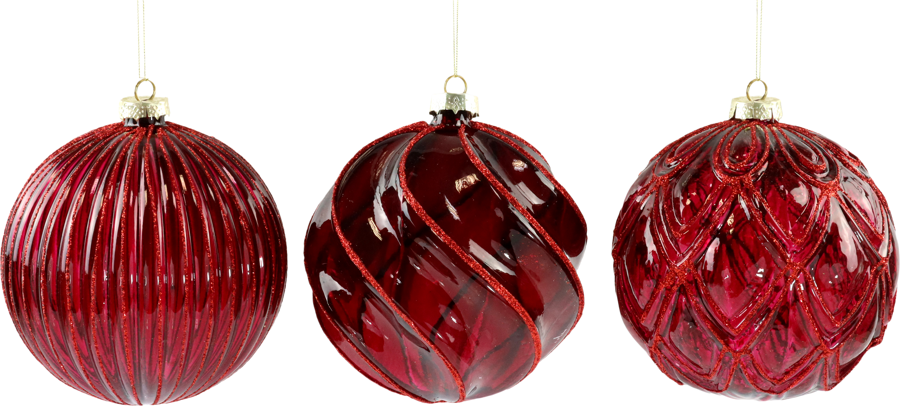 5631 GLASKUGELN RUBY RADIANCE  S/3