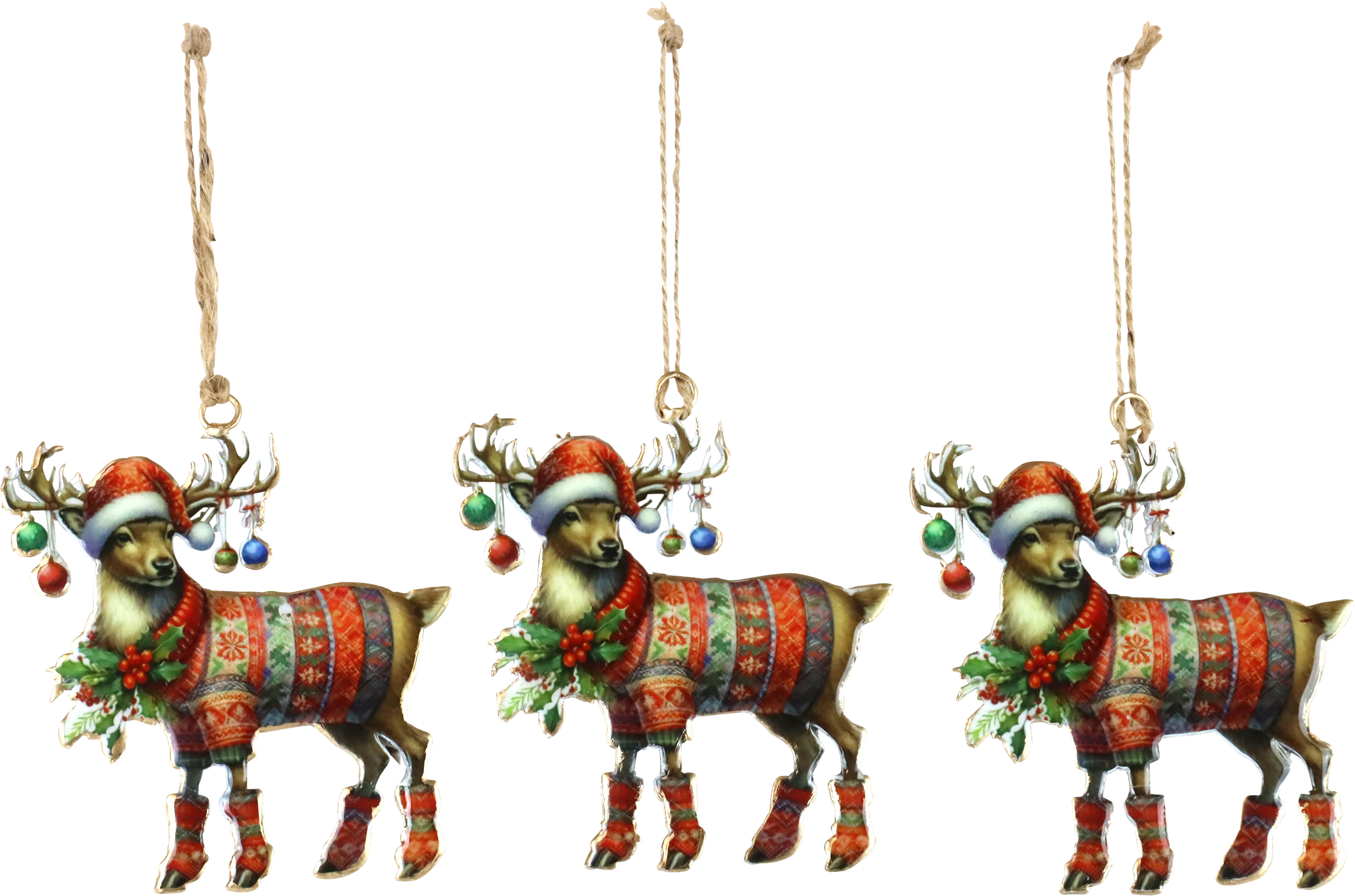 5751 COLGADORES DECOR JINGLE DEERS  S/3