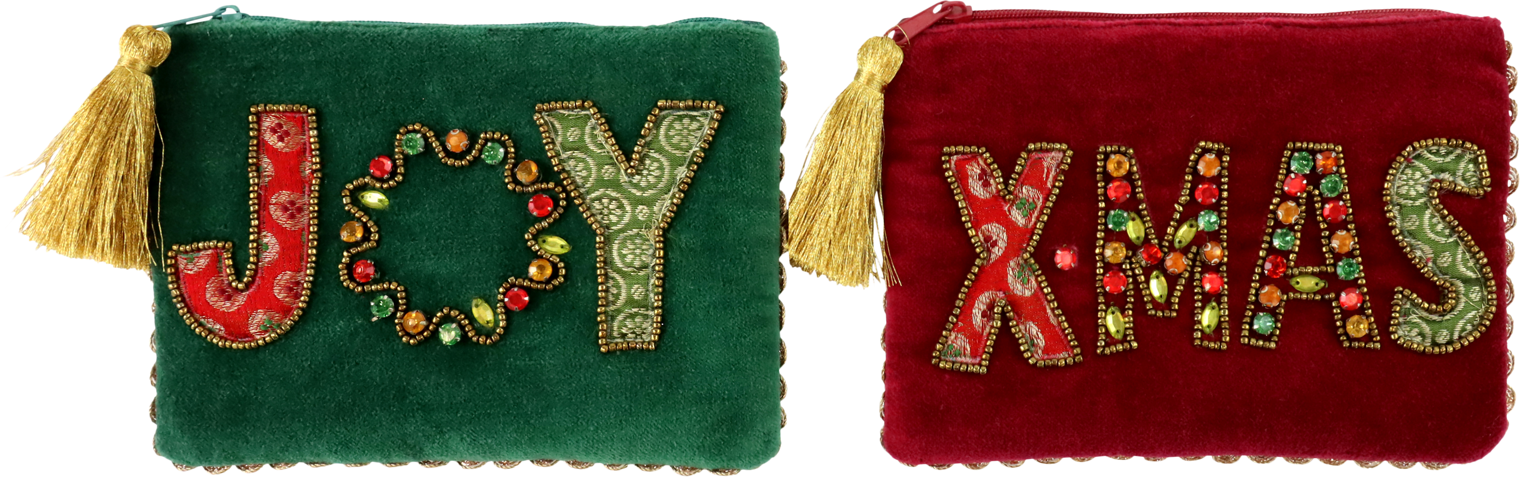 5864 BEADED BAGS X-MAS&JOY  S/2
