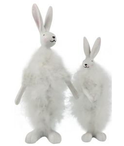 6225 RABBITS DUO FEATHERS  S/2