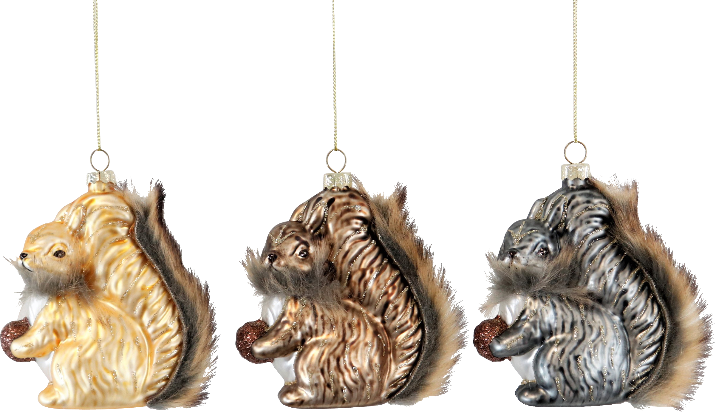 6518 GLASS ORNAMENT EICHHÖRNCHEN  S/3