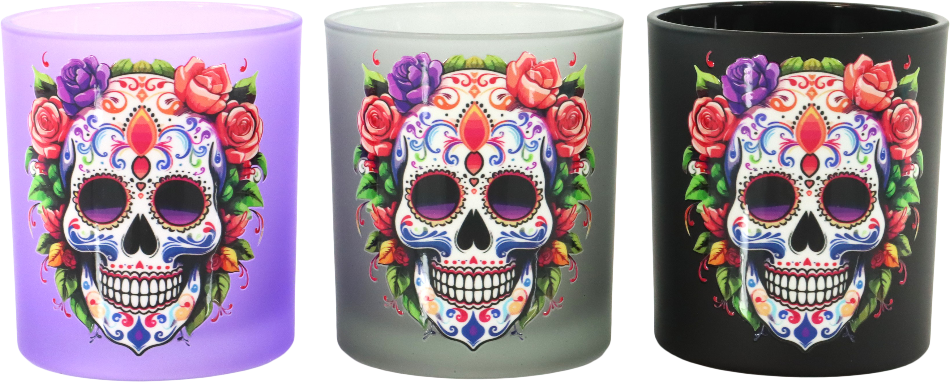 6527 WINDLICHTER SKULL IN BLOOM  S/3