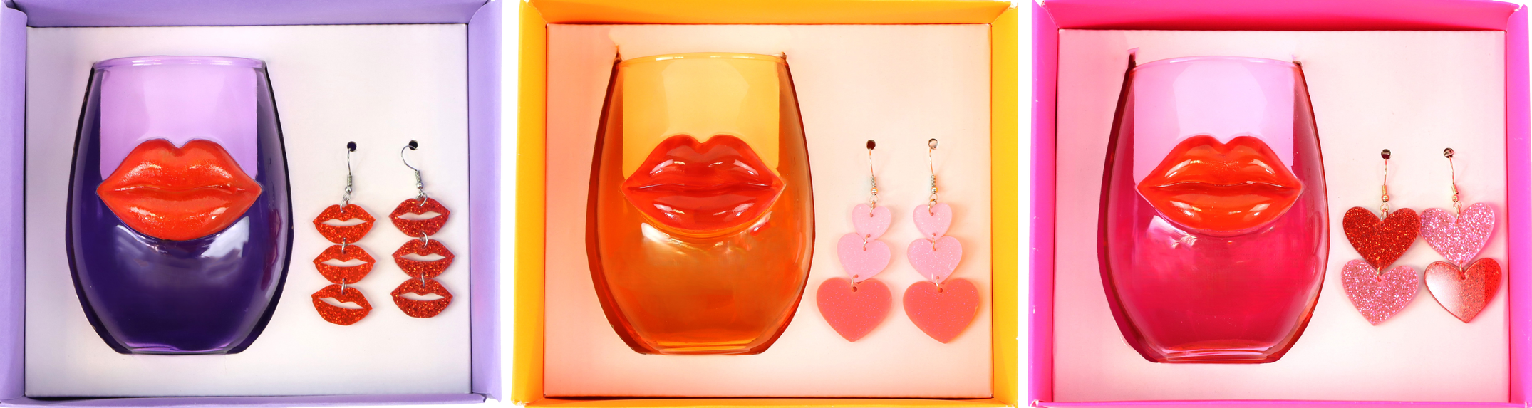 6727 GIFTBOXEN:GLAS+OHRRINGE BISOU  S/3