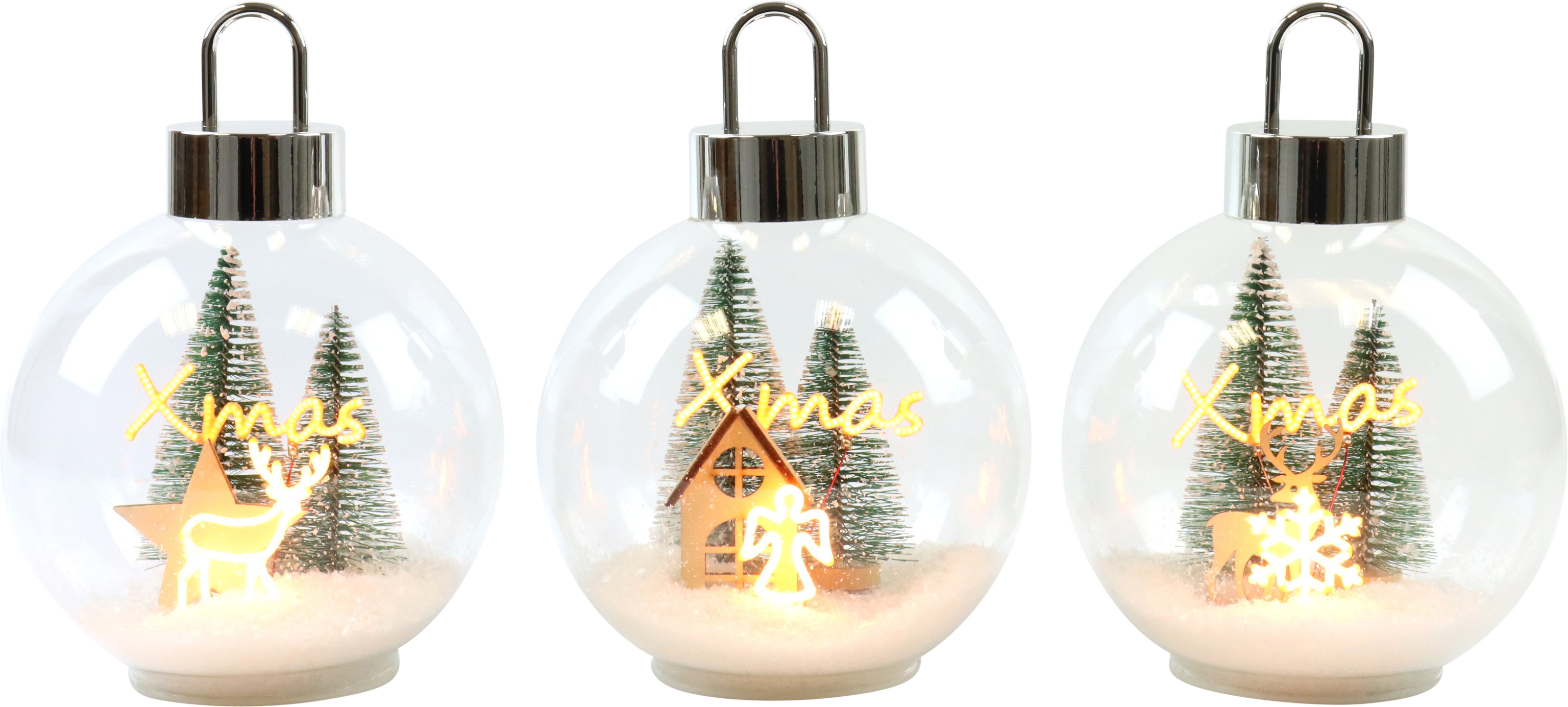 7016 LEUCHTKUGELN SNOWLIGHT  S/3