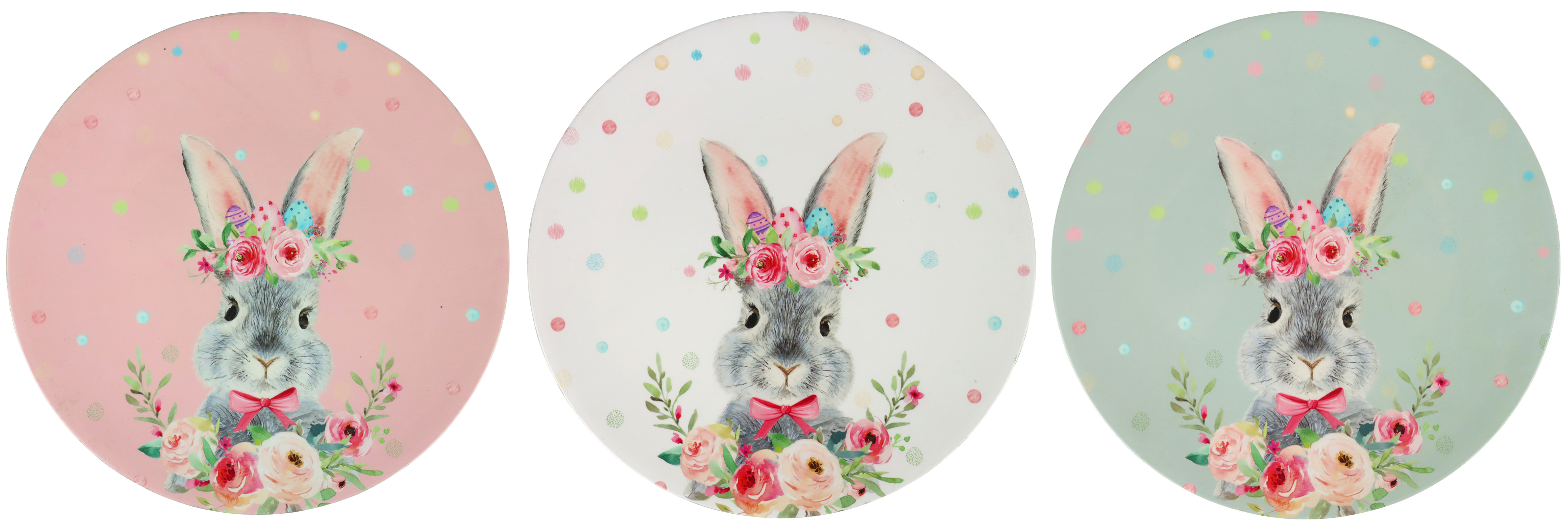 7026 PIATTI FLORAL RABBIT  3PZ