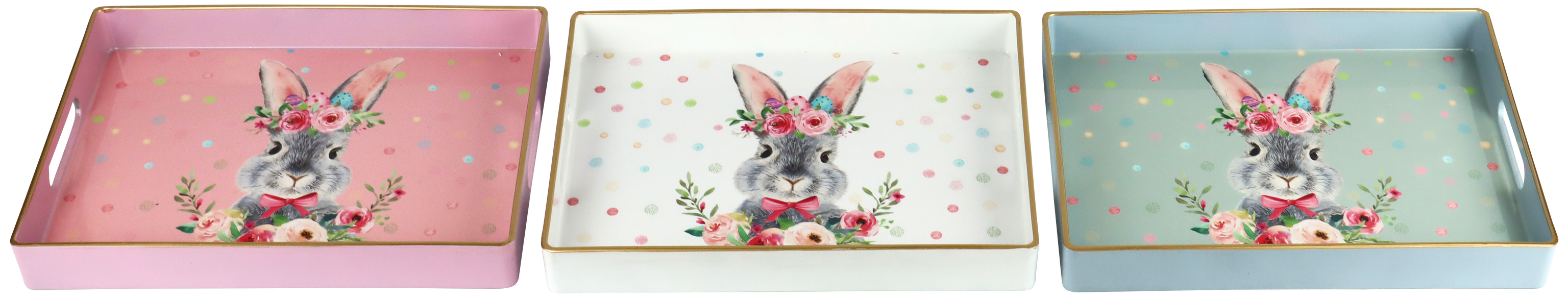 7027 TAVOLETTE FLORAL RABBIT  3PZ
