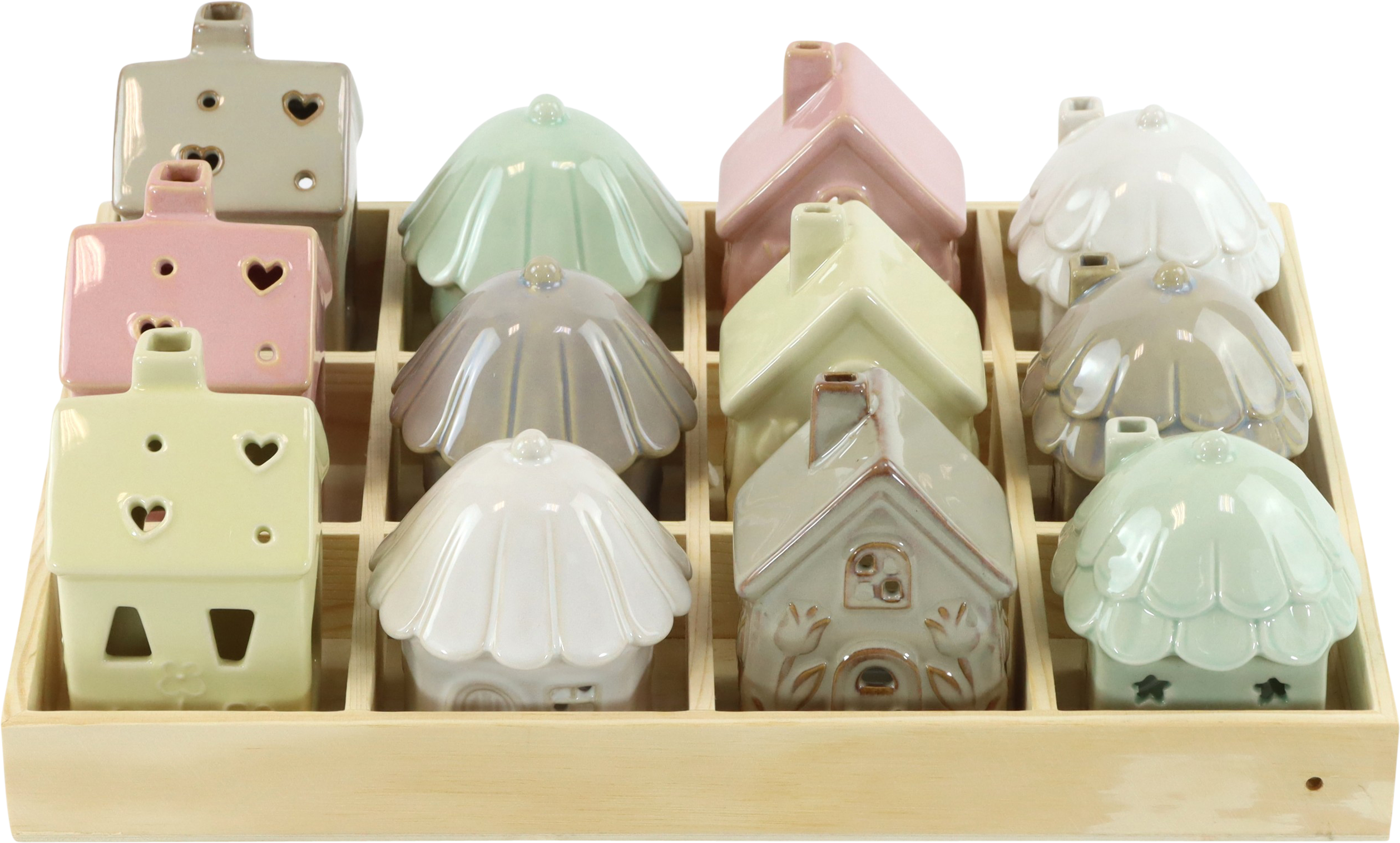 7261 CANDLE HOUSES IN DISPLAY LYS  S/12