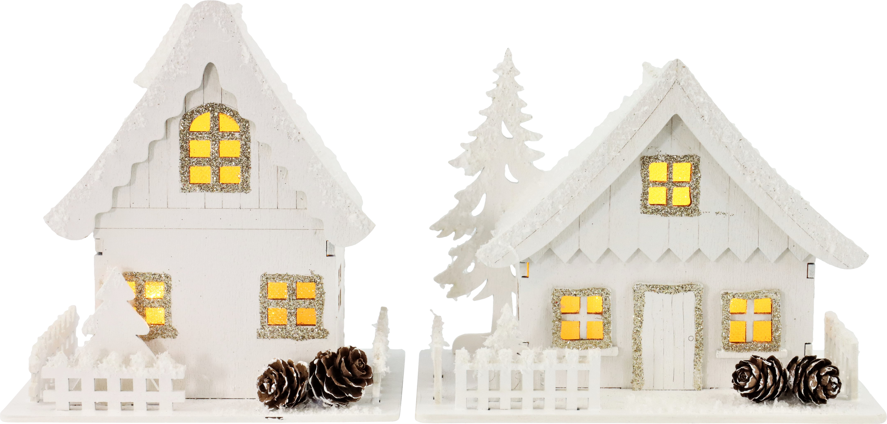 7547 LED-HOUSES WHITE CHRISTMAS  S/2