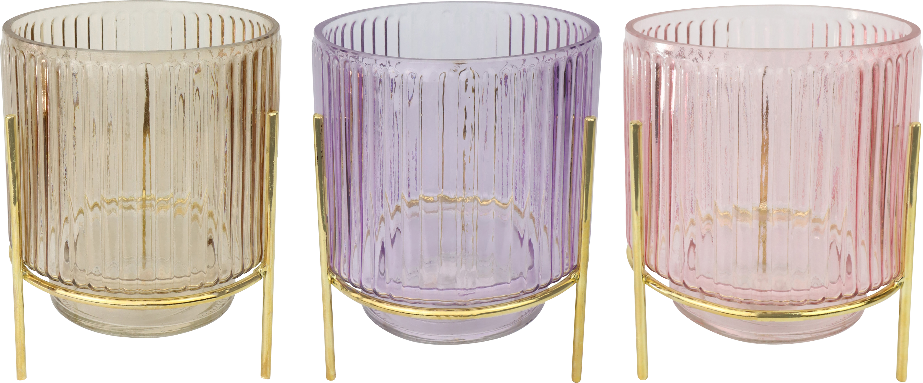 8116 GLAASES ON METAL STAND BERRY  S/3