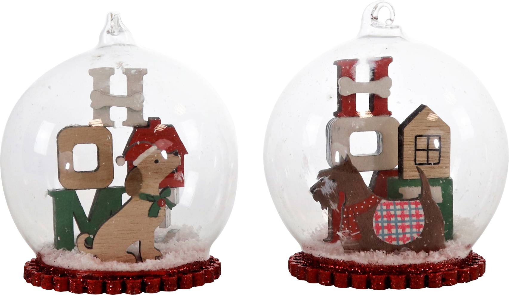 8818 BOLAS  CHRISTMAS DOGS  S/2