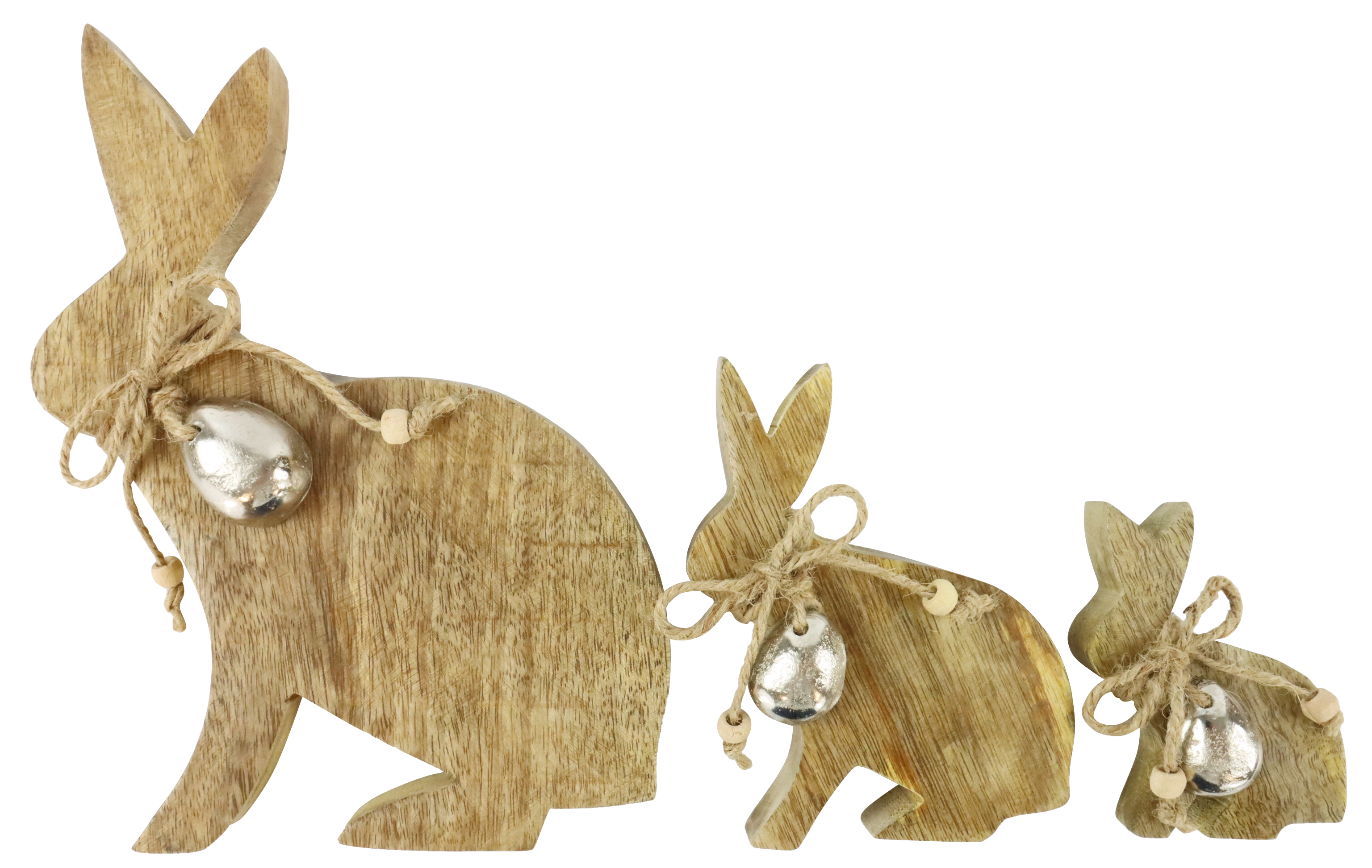 8993 WOODEN RABBITS  TRIO  S/3
