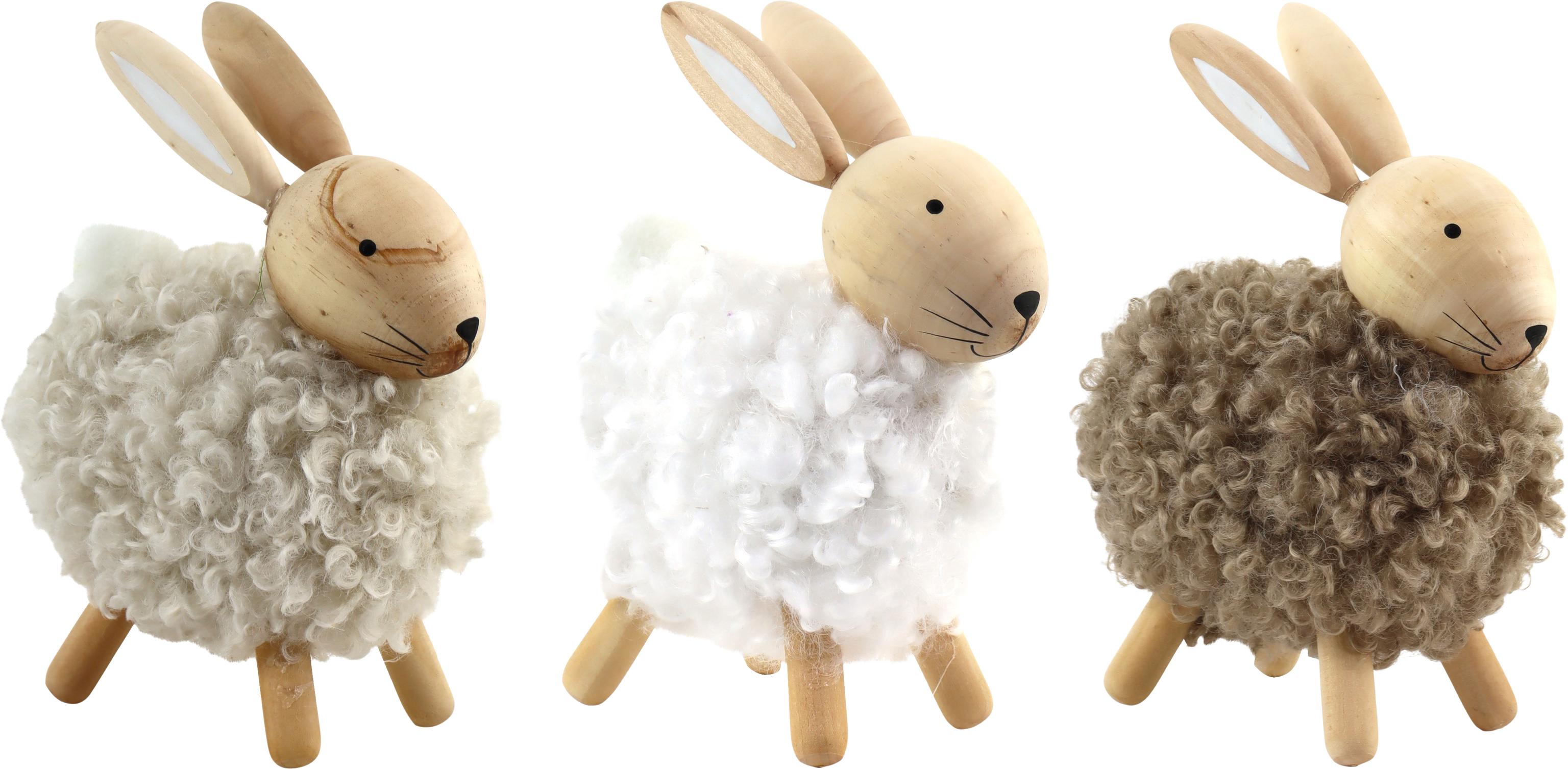 9327 BUNNIES WOOLY WOOD  S/3