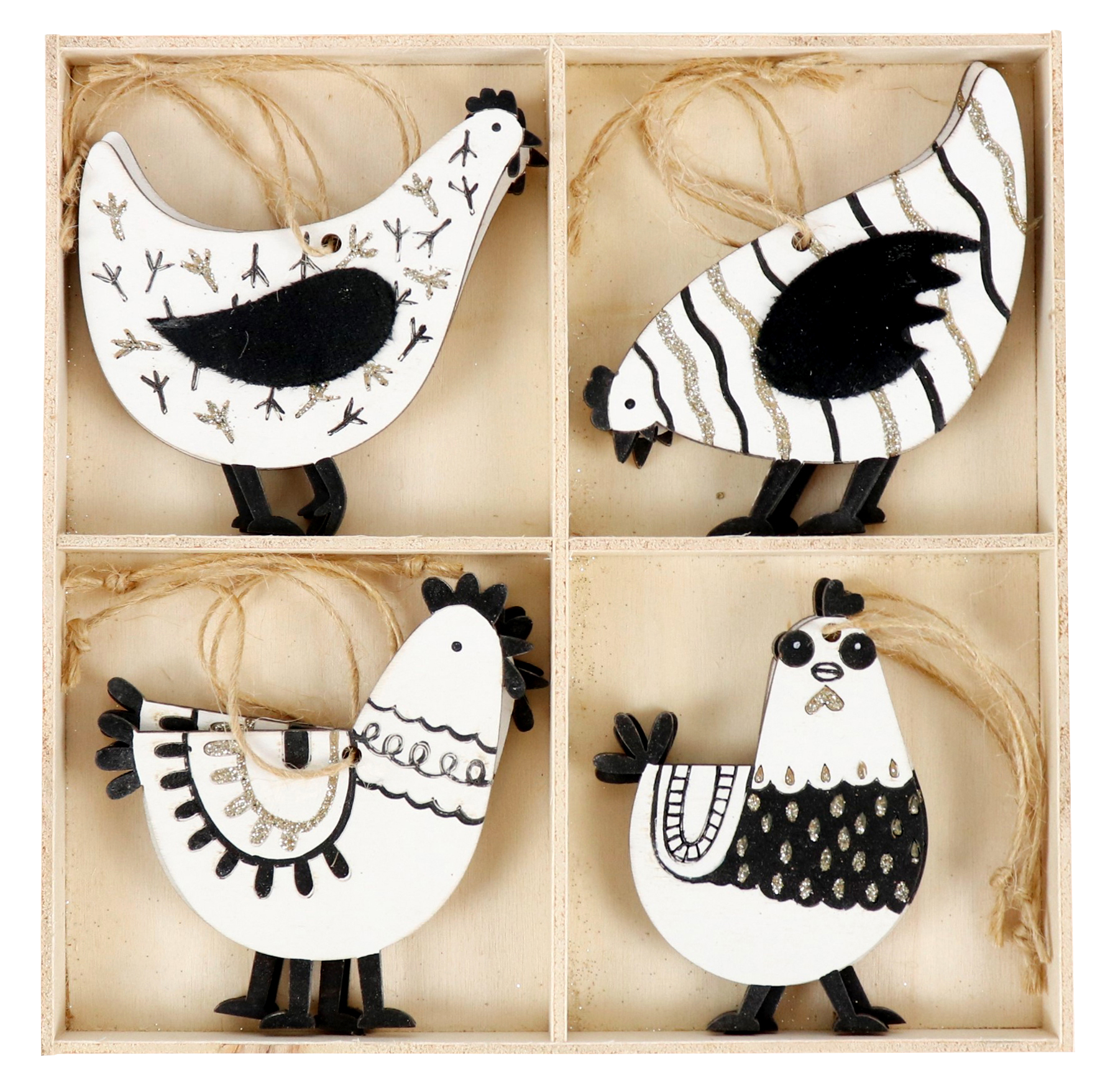 9934 PENDAGLI LEGNO  CHICKEN  12PZ